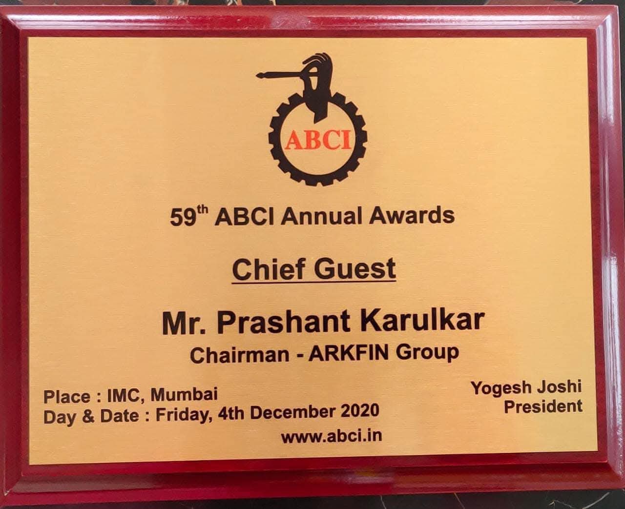Chief Guest at ABCI Awards 2020